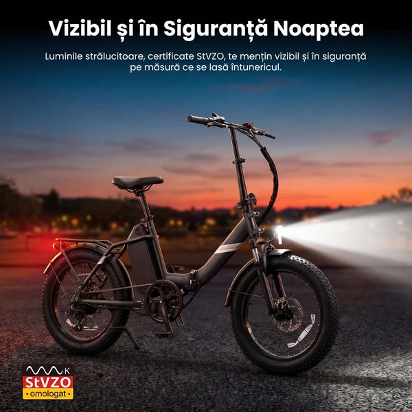 Touroll S3 cu farul aprins la apus și marcaj StVZO
