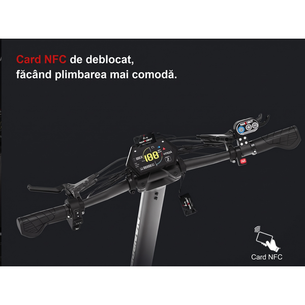 Ghidonul trotinetei electrice cu afișaj, manete de frână și senzor NFC