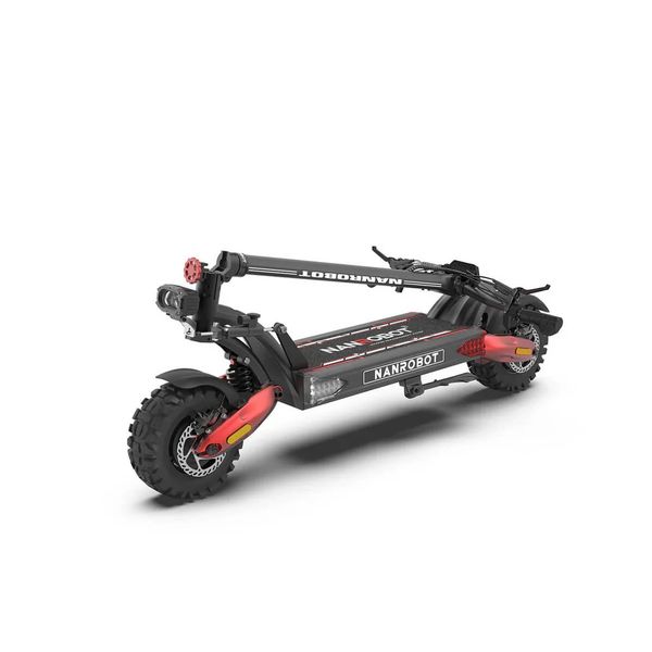 Trotineta Nanrobot pliată, cu detalii ale platformei și roților off-road