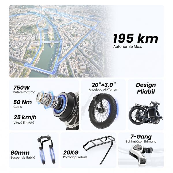 Bicicleta Touroll S3 Pro cu autonomie de 195 km și baterie de 1.296 Wh